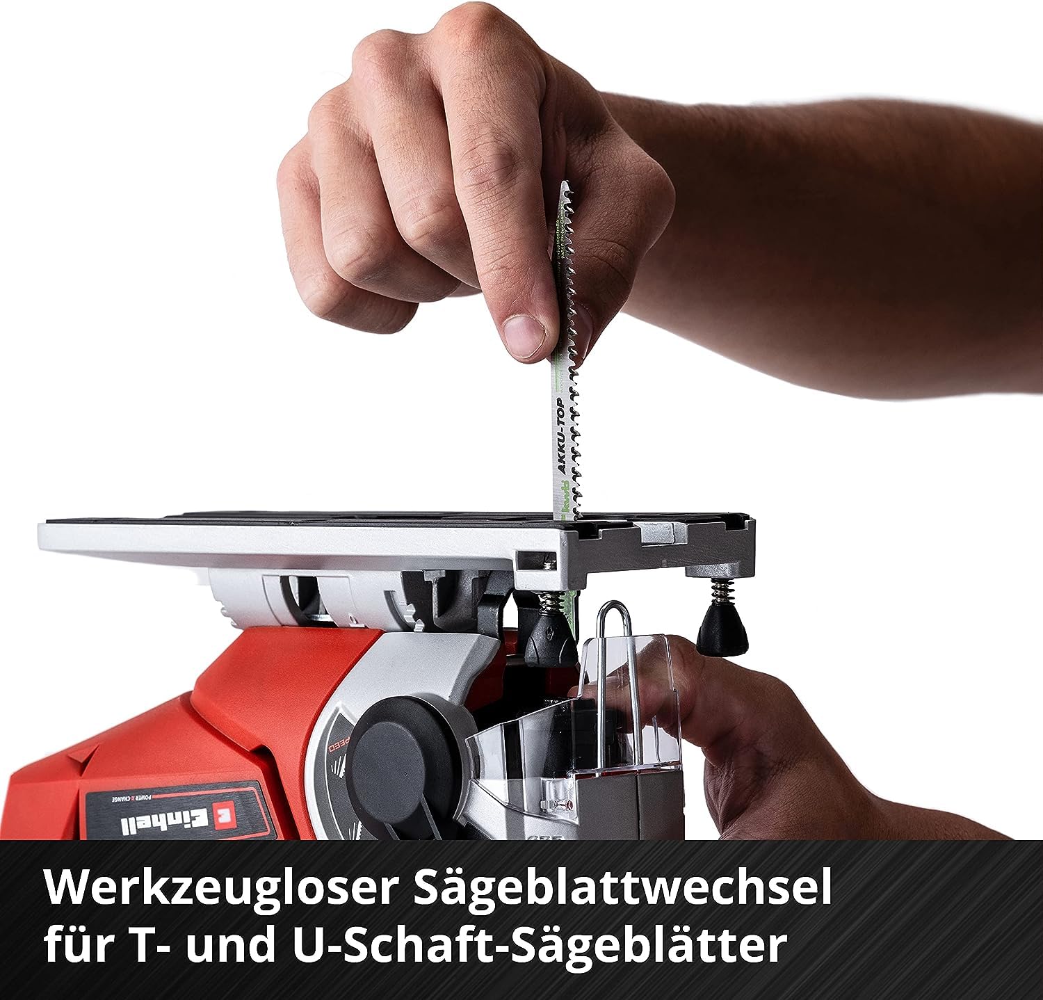 Einhell Akku-Stichsäge TE-JS 18/80 Li-Solo Power X-Change (18 V, max. 80 mm Schnitttiefe, 4-Stufen Pendelhub, Absaugadapter, Parallelanschlag, LED-Licht, ohne Akku)