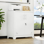 YITAHOME Aktenschrank Abschließbar, Metallschrank mit 2 Verstellbare Einlegeböden, Büroschrank Stahlschrank mit Belüftungslöcher für Arbeitszimmer Büro Garage Schule, Weiß, 80 x 40 x 90cm