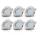 B.K.Licht - 6er Set LED Bad Einbaustrahler 230V 4,8W ultraflach IP44, 60mm Lochmass, warmweiße Lichtfarbe, Deckenspots, Spots, Einbauleuchten, Einbauspots, Badezimmer, 75x30 mm, Matt-Nickel