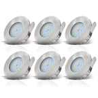 B.K.Licht - 6er Set LED Bad Einbaustrahler 230V 4,8W ultraflach IP44, 60mm Lochmass, warmweiße Lichtfarbe, Deckenspots, Spots, Einbauleuchten, Einbauspots, Badezimmer, 75x30 mm, Matt-Nickel