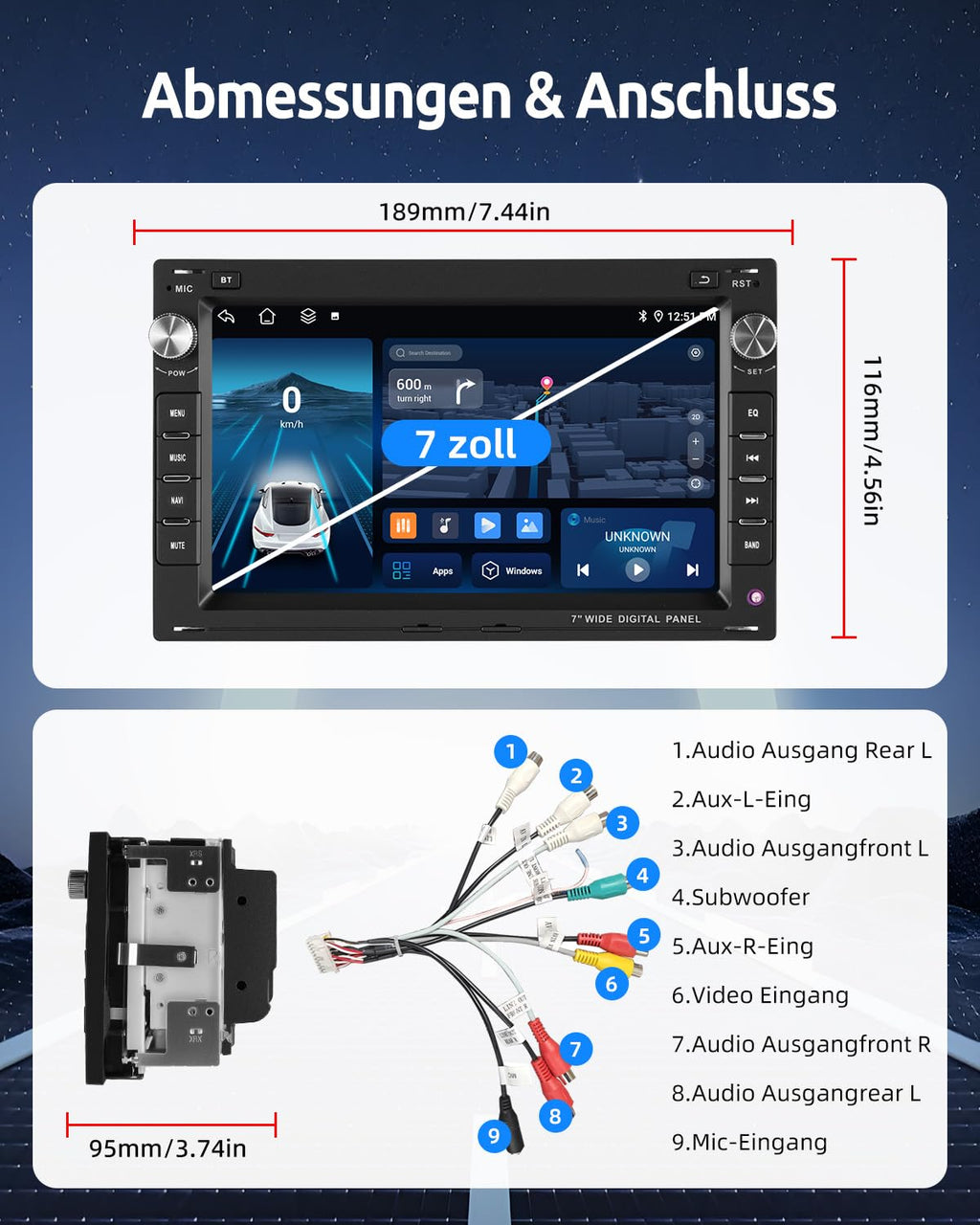 ESSGOO Drahtloses Carplay und Android 2+64G Android 15 Auto Autoradio Für VW Polo MK3/4 9N Golf 4 Passat B5 T5 Seat Skoda, 7 Zoll Touchscreen mit Bluetooth FM RDS GPS WiFi