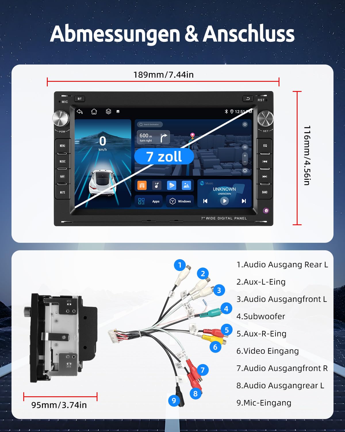 ESSGOO Drahtloses Carplay und Android 2+64G Android 14 Auto Autoradio Für VW VW Polo MK3/4 9N Golf 4 Passat B5 T5 Seat Skoda, 7 Zoll Touchscreen mit Bluetooth FM RDS GPS WiFi