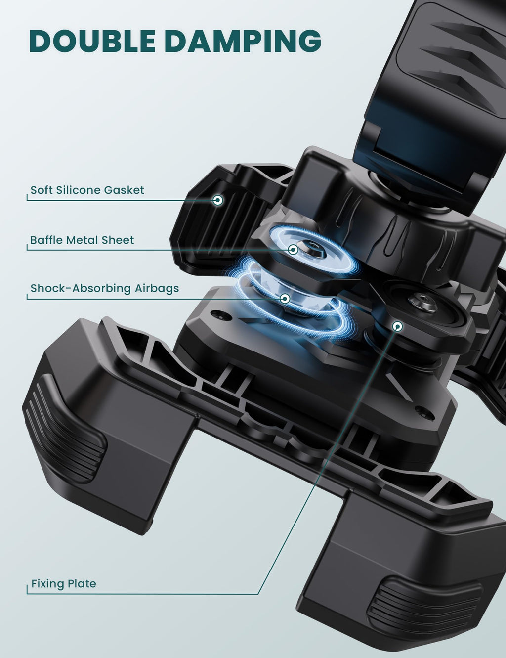 Grefay Motorrad Handyhalterung Handyhalterung Fahrrad [2025 Doppelt Vibrationsgedämpft] Handy Motorradhalterung 360° Drehbar Lenker Halter für iPhone16 15 14 13 12 Pro Max, Smartphone (Schwarz)