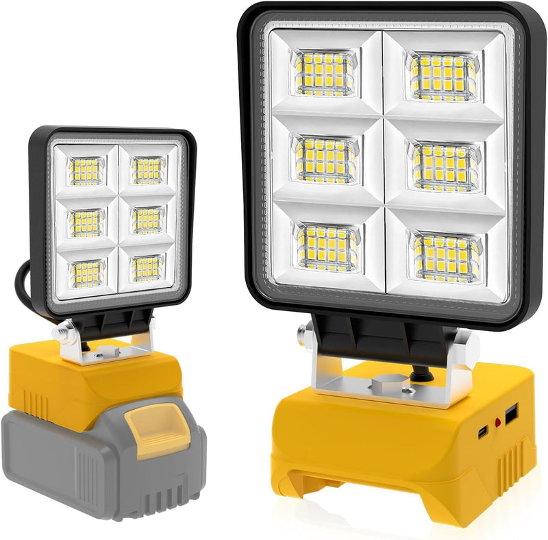 T-SUN Akku Lampe Für Dewalt 18V, 48W 5200LM LED Arbeitsleuchte Akku, Tragbare Baustrahler mit 2 Modi Helligkeit, Multifunktionales Flutlicht Strahler für Autoreparatur, Heimbeleuchtung, Camping
