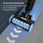 Rowenta X-Clean 4 kabelloser Nass-und Trockenstaubsauger, Selbstreinigungsfunktion, 50min Laufzeit, automatische Schmutzerkennung, Nasssauger mit smartem LED Display, für alle Hartböden, grau GZ5036WO