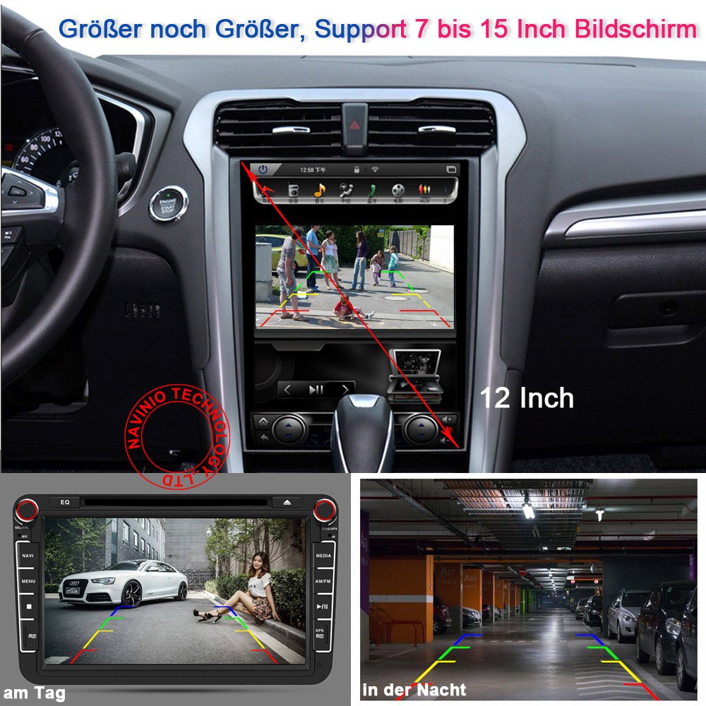 Wasserdicht Einparkkamera Einparkhilfe Farbkamera Bremsleuchte Kamera Bremslicht Rückfahrkamera+4.3" TFT LCD Monitor Ersatz für T5 Bus Transporter Caravelle 2003-2015 Bj
