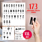 EASYmaxx LED Leuchtkasten mit Farbwechsel | 173 Buchstaben mit Sonderzeichen + Symbole, A4 - Format | Batteriebetrieben, USB Anschluss