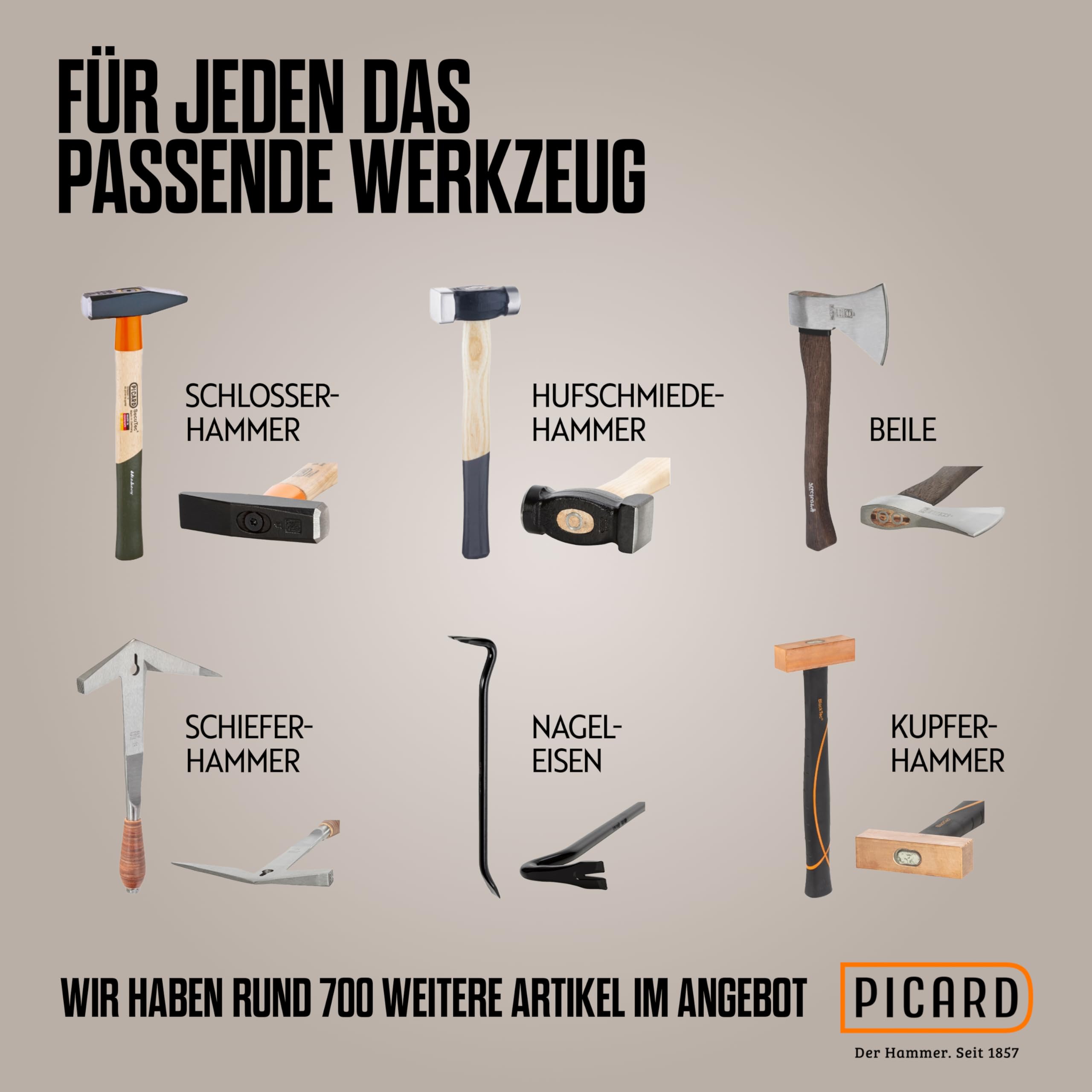PICARD Ganzstahl-Latthammer Nr. 790 geraut | Magnetischer Nagelhalter | Ledergriff aus verwindungssicherem Kernleder | Gewicht: 907g | Ideal für Dachdecker & Schreiner | Made in Germany seit 1857
