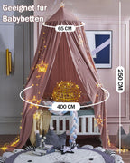 Surwin Moskitonetz Betthimmel Madchen Jungen Kinder Babybett, Rund Baldachin Mückennetz Einzelbett kinderzimmer Schlafzimmer Spiel für Reise Indoor Outdoor Dekoration - Dunkelpink