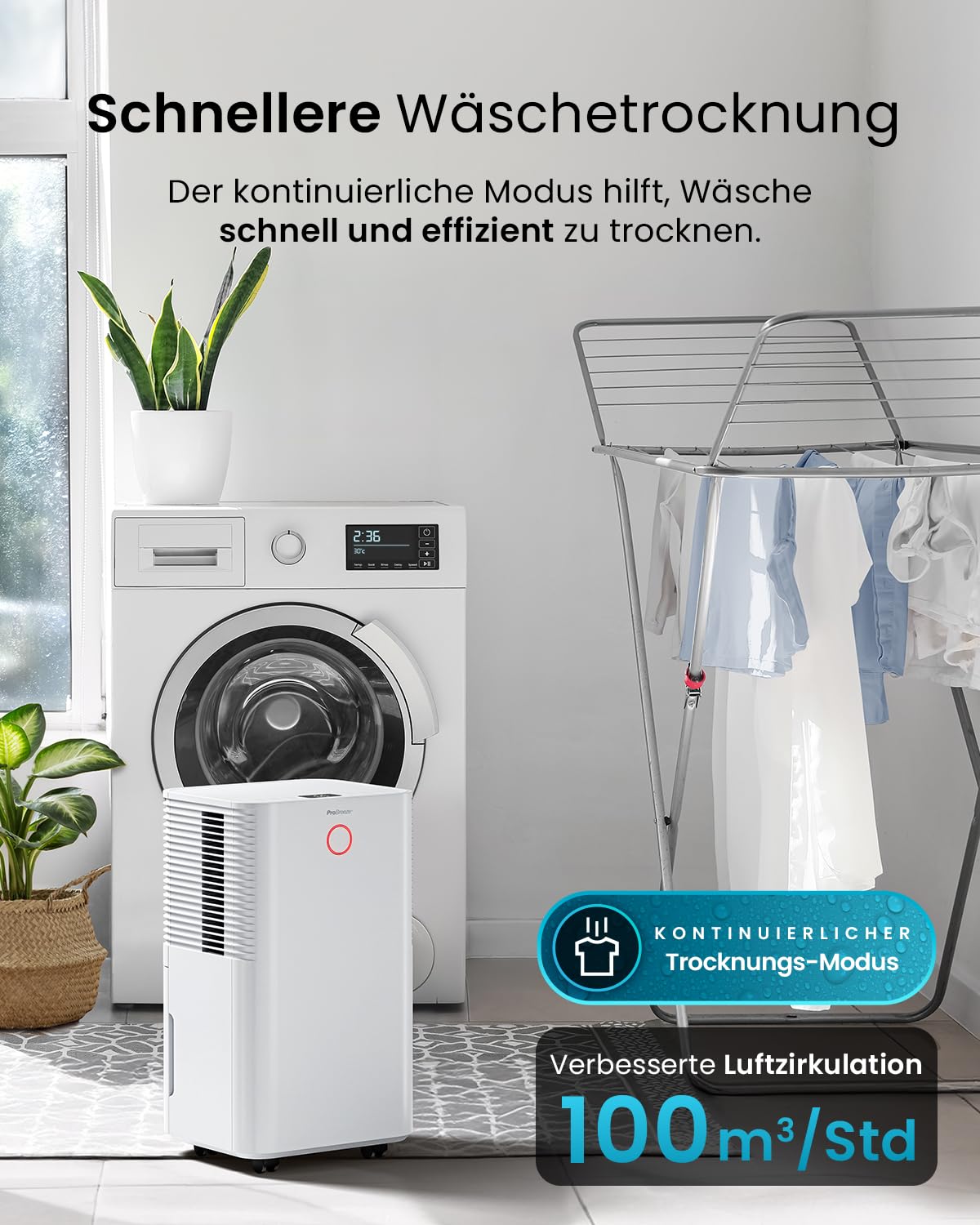 Pro Breeze OmniDry Luftentfeuchter mit App & WLAN, 12L in 24h Entfeuchtungsleistung - Luftentfeuchter elektrisch mit Wäschemodus, Feuchtigkeitssensor, Timer - Gegen Schimmel - Entfeuchter für bis 25m²