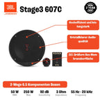 JBL Stage3 607C 2-Wege KFZ Soundsystem - 250 Watt Komponenten JBL Pro Sound Auto Lautsprecher Boxen Set mit 16 cm Einbau Autolautsprecher und Hochtöner