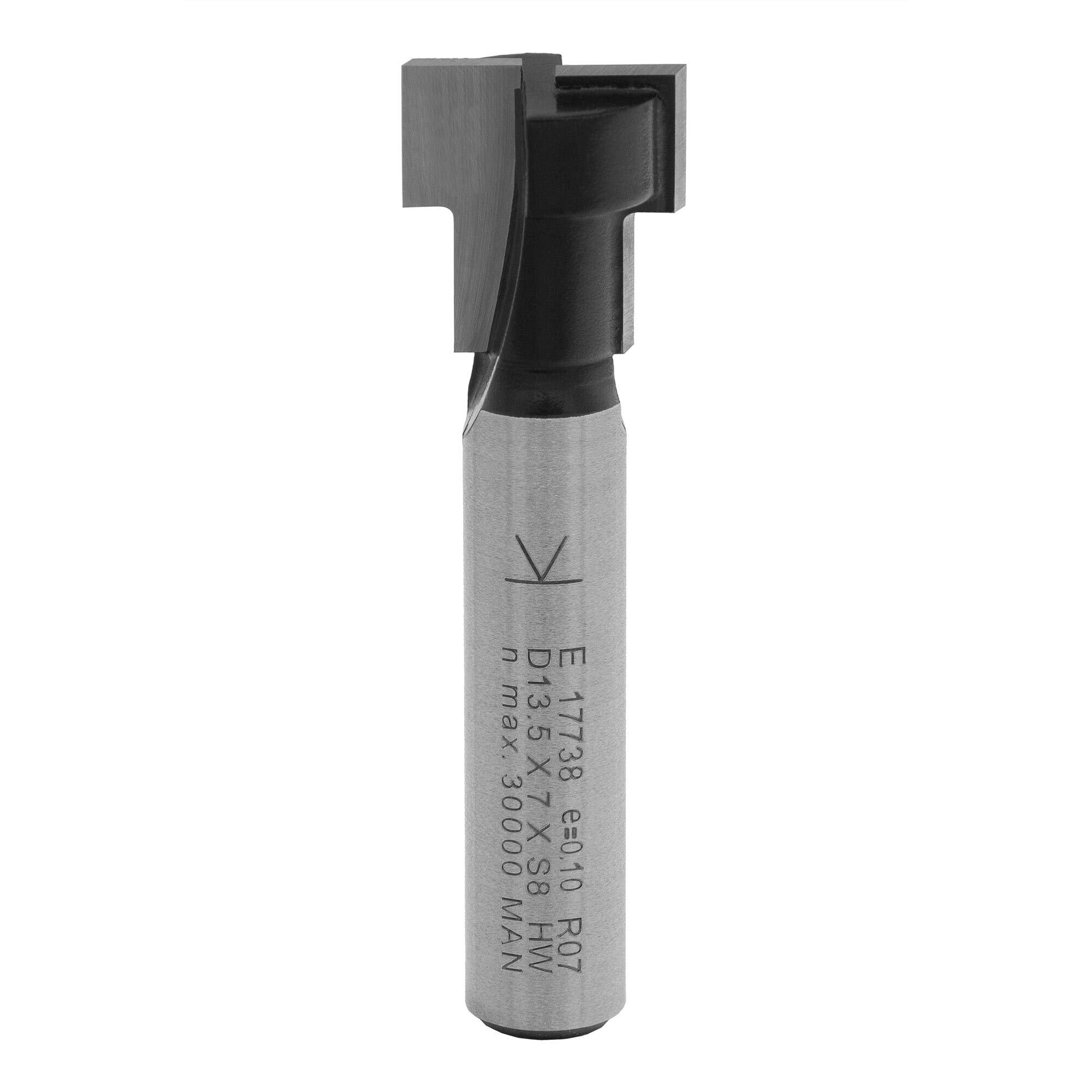 ENT 17738 T-Nutfräser M8 HW, Schaft (S) 8 mm, Durchmesser (D1) 13,5 mm, D2 8,6 mm, NL1 7,0 mm, NL2 7,0 mm, Z2
