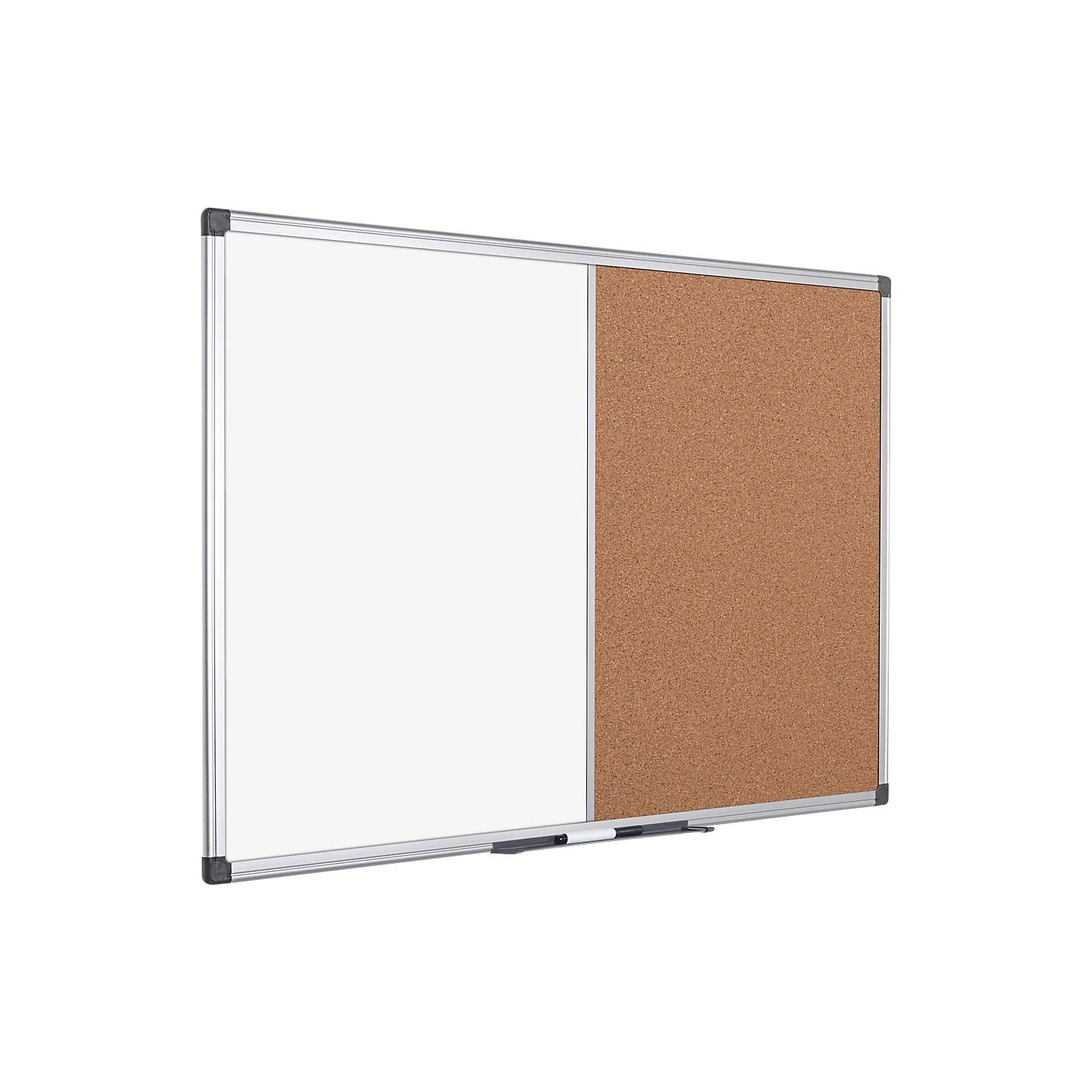 Bi-Office Maya Kombitafel, Halb Magnetisches Whiteboard, Halb Kork-Pinnwand, Aluminiumrahmen, 60 x 45 cm