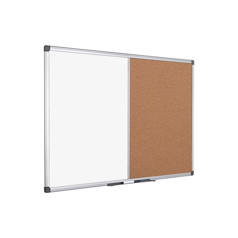 Bi-Office Maya Kombitafel, Halb Magnetisches Whiteboard, Halb Kork-Pinnwand, Aluminiumrahmen, 60 x 45 cm