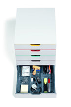 Durable Schubladenbox A4 (Varicolor Mix) 5 Fächer, mit Etiketten zur Beschriftung, mehrfarbig, 762527