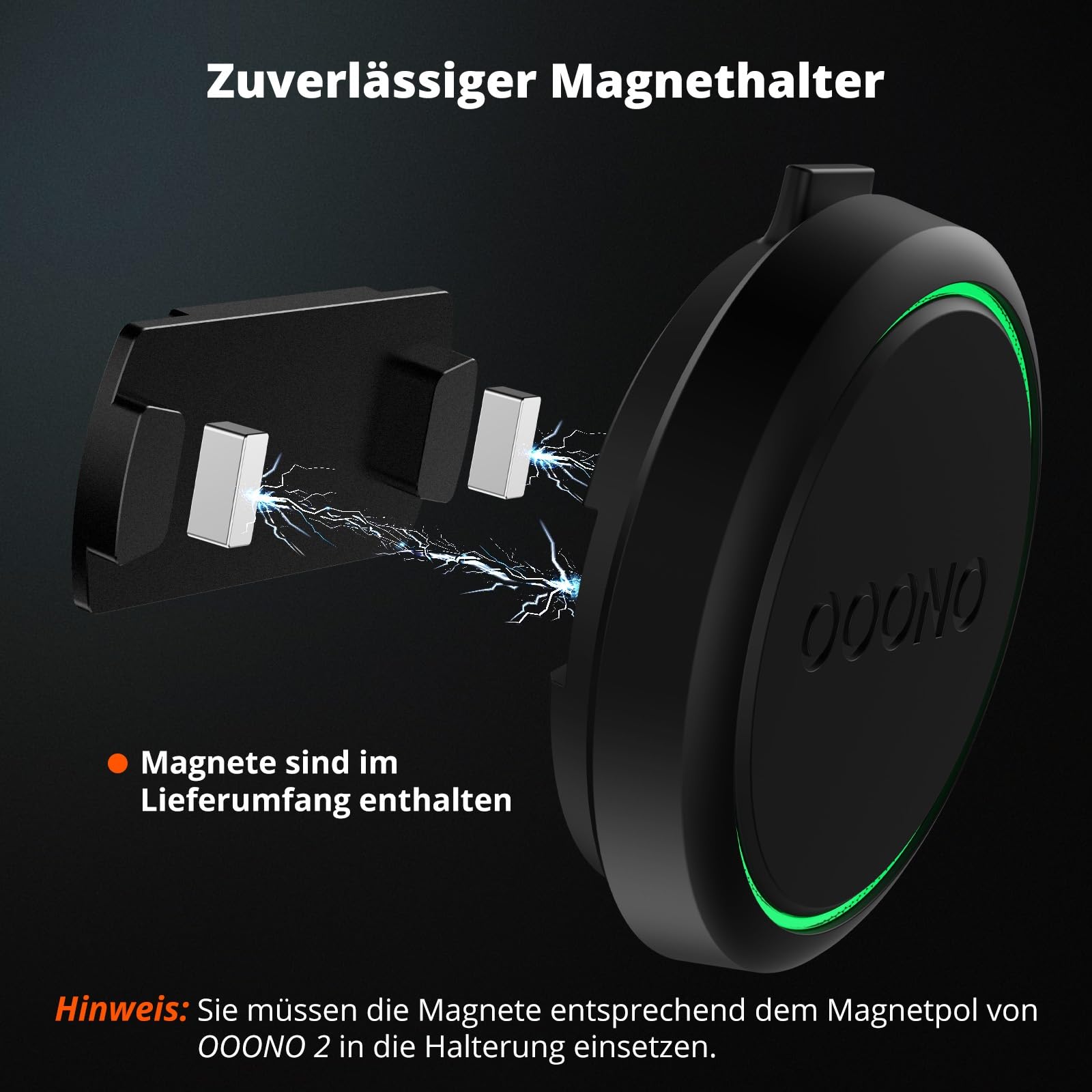 SUPMEGA Magnetische Autohalterung für OOONO CO-Driver NO2, Robuste Metall-Autohalterung mit Eingebauten Magneten, kompatibel mit OOONO NO2 Blitzerwarner