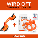Gakago Saugheber (2er Pack) - Ergonomische & rutschfeste Sauggriffe - 120kg tragfähiger Vakuumheber für den Transport von Fliesen, Laminat, Scheiben und Glas als Glasheber, Glassauger, Glasträger