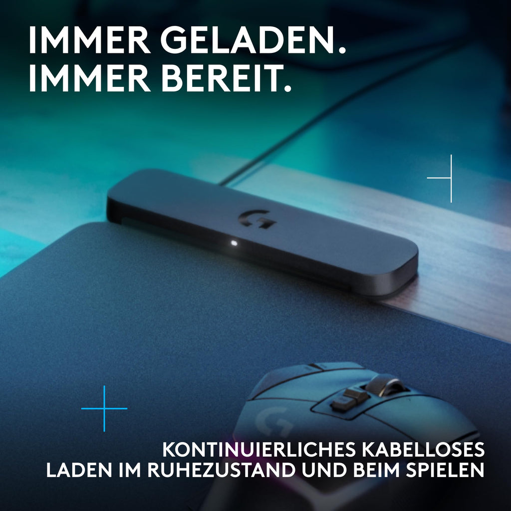 Logitech G POWERPLAY 2, Kabelloses Lade-Mauspad für kompatible Gaming-Mäuse, 34,5 x 28,4 cm, 3,5 mm Höhe, für PC/Mac – Schwarz