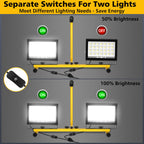 T-SUN 2x60W LED Baustrahler mit Stecker, 11000LM Baustellenstrahler mit 4M Kabel, IP66 Wasserdicht Arbeitsleuchte Baulampe, 6000K Kaltweiß LED Bauscheinwerfer für Baustelle, Werkstatt oder Keller