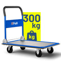 Pallit Transportwagen klappbar Blau 300 kg Rollwagen mit lenkbarer Vollgummi-Bereifung Anti-Rutsch Plattformwagen Transporthilfe Handwagen Carry