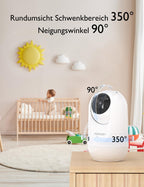 momcozy Babyphone mit 2 Kameras 5 Zoll 1080P Split-Screen-Video-Babyphone mit integriertem Weitwinkelobjektiv, mit Kamera und Audio Kein WLAN, 5000-mAh-Akku Infrarot-Nachtsicht 960 Fuß Reichweite