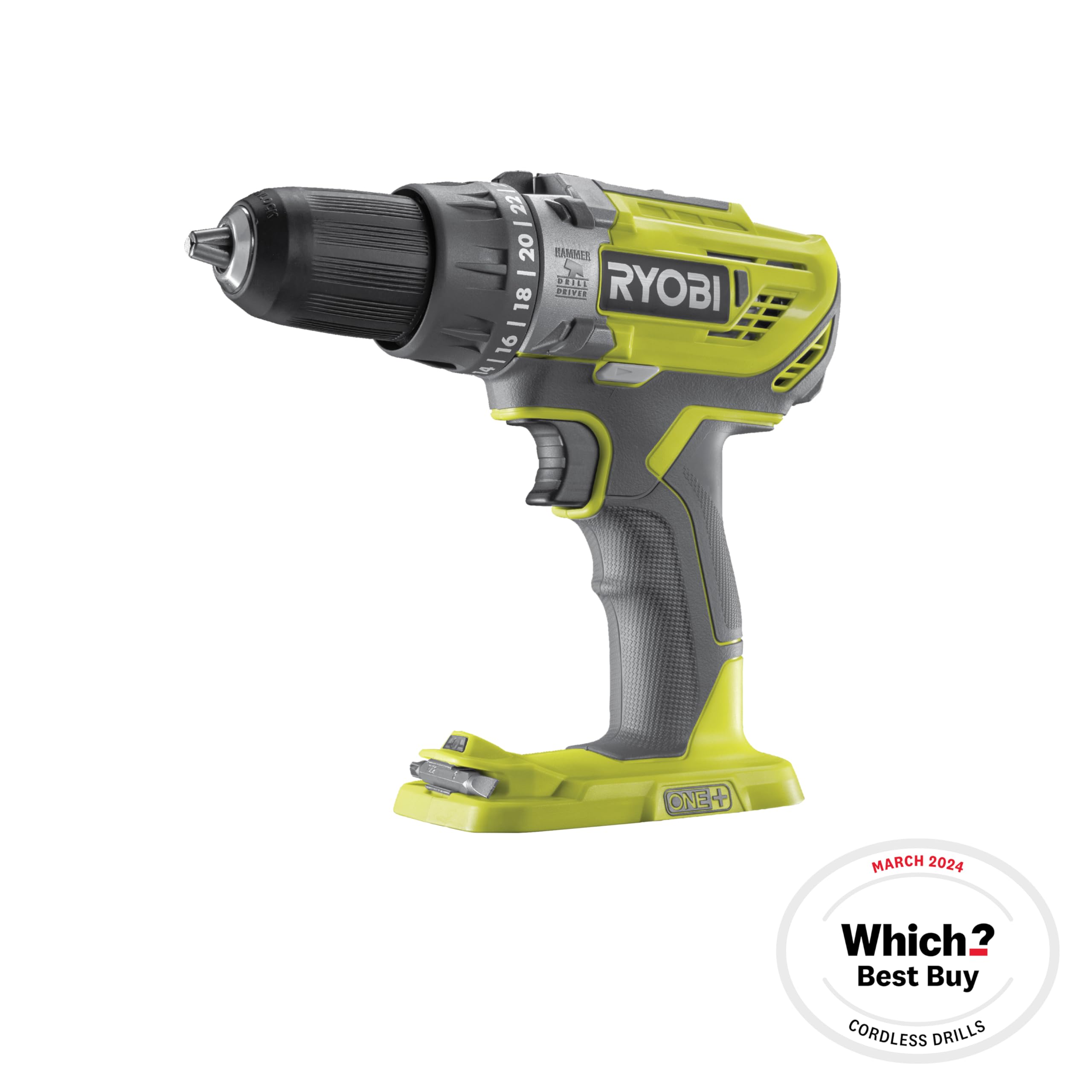 RYOBI 18 V ONE+ Brushless Akku-Schlagbohrschrauber RPD18BL2-0, max. Drehmoment 95 Nm, 24 Drehmomenteinstellungen, 13 mm Schnellspannbohrfutter, G5 GripZone, ohne Akku und Ladegerät