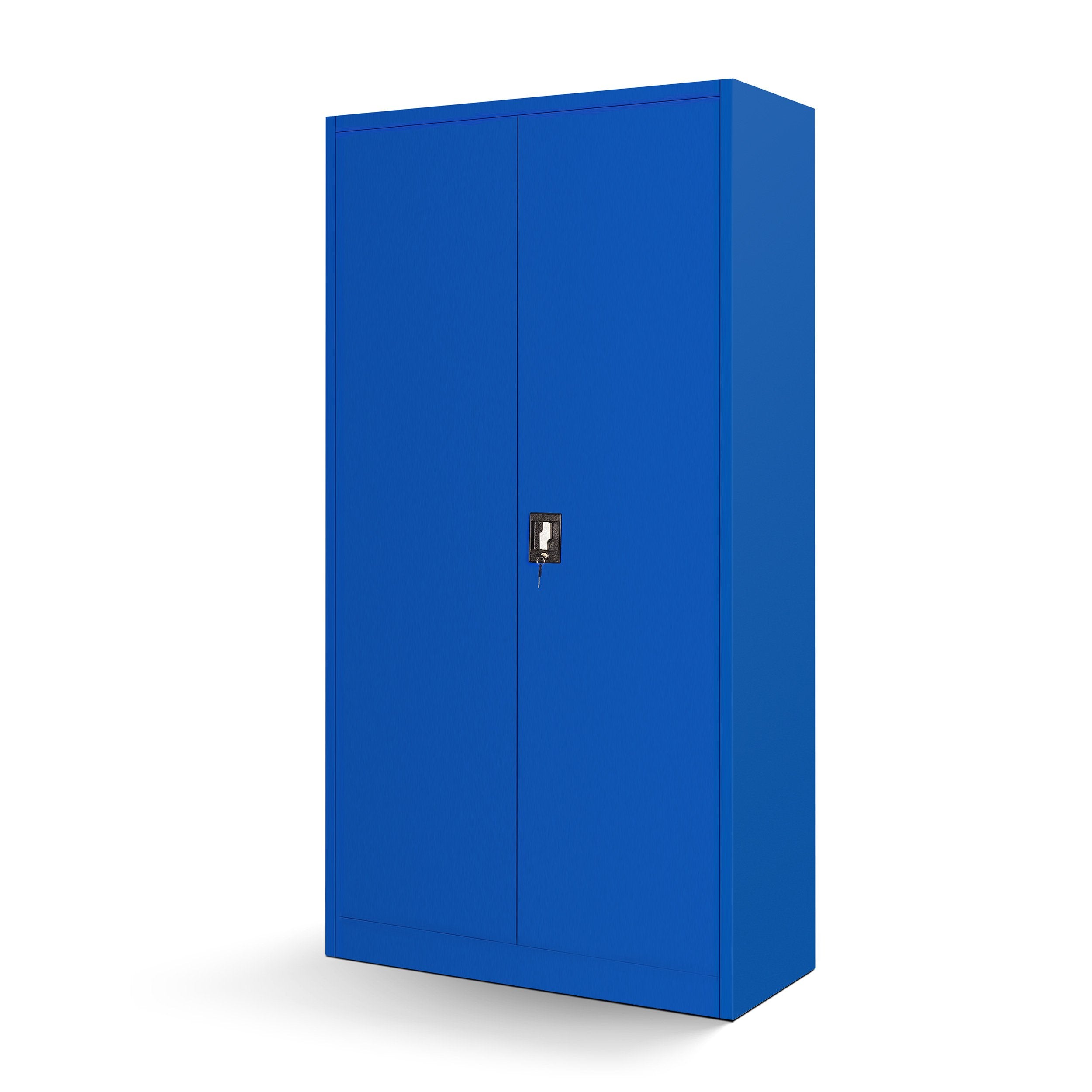 Jan Nowak by Domator24 Werkzeugschrank TC01A Werkstattschrank Garagenschrank Lochwand 4 Fachböden Flügeltüren Stahlblech 185 cm x 92 cm x 50 cm (blau)