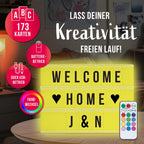 EASYmaxx LED Leuchtkasten mit Farbwechsel | 173 Buchstaben mit Sonderzeichen + Symbole, A4 - Format | Batteriebetrieben, USB Anschluss