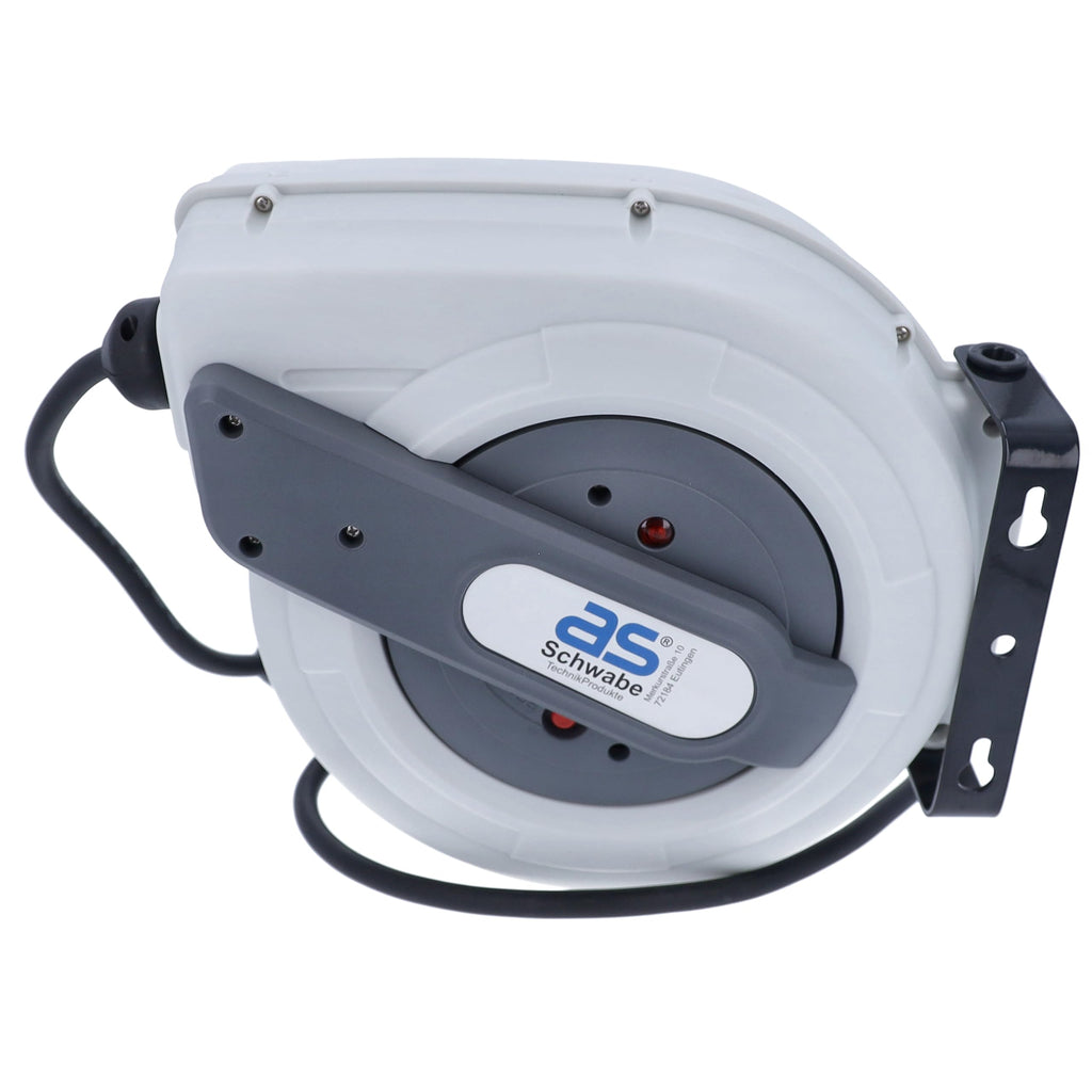 as - Schwabe Automatischer Kabelaufroller 10 m H07RN-F 5G1,5, CEE Stecker, 180° schwenkbar, 1 m Zuleitung mit CEE Kupplung, 400V/16A/5-polig, max. 7kW, IP44, 12648