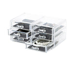 Compactor RAN6044 Make-up- und Schmuck-Aufbewahrungsbox mit 6 Schubladen, transparent, Polystyrol und Stoff, 23,8 x 15 x Höhe 11 cm
