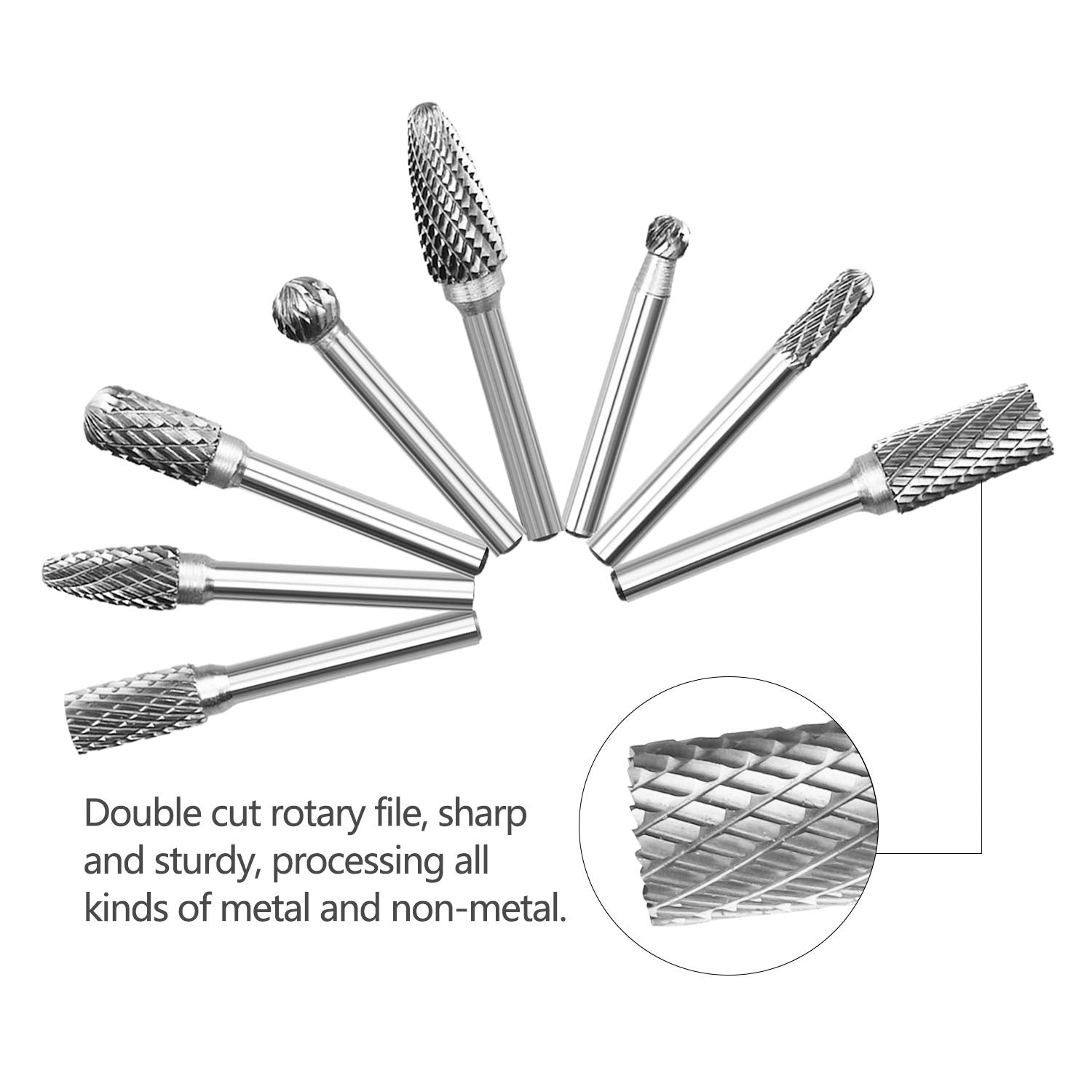 Wolframstahl Fräser, SPTA 8-Teilig Frässtifte 6mm Schaft Bit zum Holz Metall Marmor schnitzen, schleifen, gravieren usw, Bohren Tools, geeignet für Bohrmaschine, Multifunktionswerkzeug -CTBSET