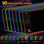 Gimars Upgrade Gaming Mauspad RGB, 15W Kabelloser Schnellladung, 800x300x5mm, Mousepad XXL mit 10 Farben LED-Licht, Groß LED Mouse Pad Gaming Zubehör mit Glatter Oberfläche, Rutschfester Gummifuß