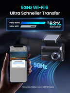 DDPAI Z50 Pro Dashcam Auto Vorne Hinten 4K+1080P, Echtes 4K AI-ISP Nachtsicht Dash Cam, Autokamera mit 64GB Karte, 4G LTE Support, 5GHz WiFi 6 GPS, 48H Parküberwachung, 3" IPS-Display, G-Sensor, ADAS