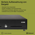 Safescan SD-3540 Standard-Duty Kassenschublade mit 4 Fächern für Banknoten und 8 für Münzen - Kassenlade mit RJ-12 Anschluss (z.B. Registrierkasse) - Solide Kassenschublade von 35 x 40,5 x 10,5 cm