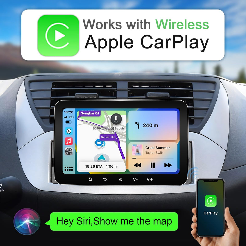 Android Autoradio 1din mit Navi 7 Zoll Bildschirm Android Auto & Wireless CarPlay Auto Radio Touch Display mit Bluetooth FM WiFi GPS SWC USB 2G+32G