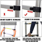 3,8M Teleskopleiter Aluleiter Klappleiter Ausziehleiter Stehleiter Rutschfester, Teleskop-Design, aus hochwertigem Aluminium, Tragbar,Leichte, 150 kg Belastbarkeit