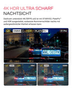 VANTRUE E1 Pro 4K HDR STARVIS 2 Dashcam Auto vorne, 5Ghz WLAN Mini Dash Cam mit CPL, GPS Sprachbefehle, 15Sek. Puffer Parküberwachung, Prima Nachtsicht, 1.54 Zoll 160°Versteckte Autokamera, max. 1TB