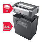 Rexel Aktenvernichter Momentum X410, Partikelschnitt, 11-10 Blatt A4 (70-80 g/m²) Kapazität, Sicherheitsstufe P4, 23L Abfallbehälter, Schredder, schwarz, 2104571EU