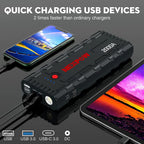 NEXPOW Starthilfe Powerbank, 2000A Spitzenstrom Auto Starthilfe, 12V Tragbarer Batterie Booster mit USB-Schnellladung 3.0 (bis zu 7,0L Benzin oder 6,5L Diesel) Safe Batteriestarter LED-Licht (schwarz)