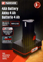 Parkside Battery PAPK 12 B3, 12 Volt, 4 Ah Battery Compatible with All Devices from The Parkside X 12 V Team Series