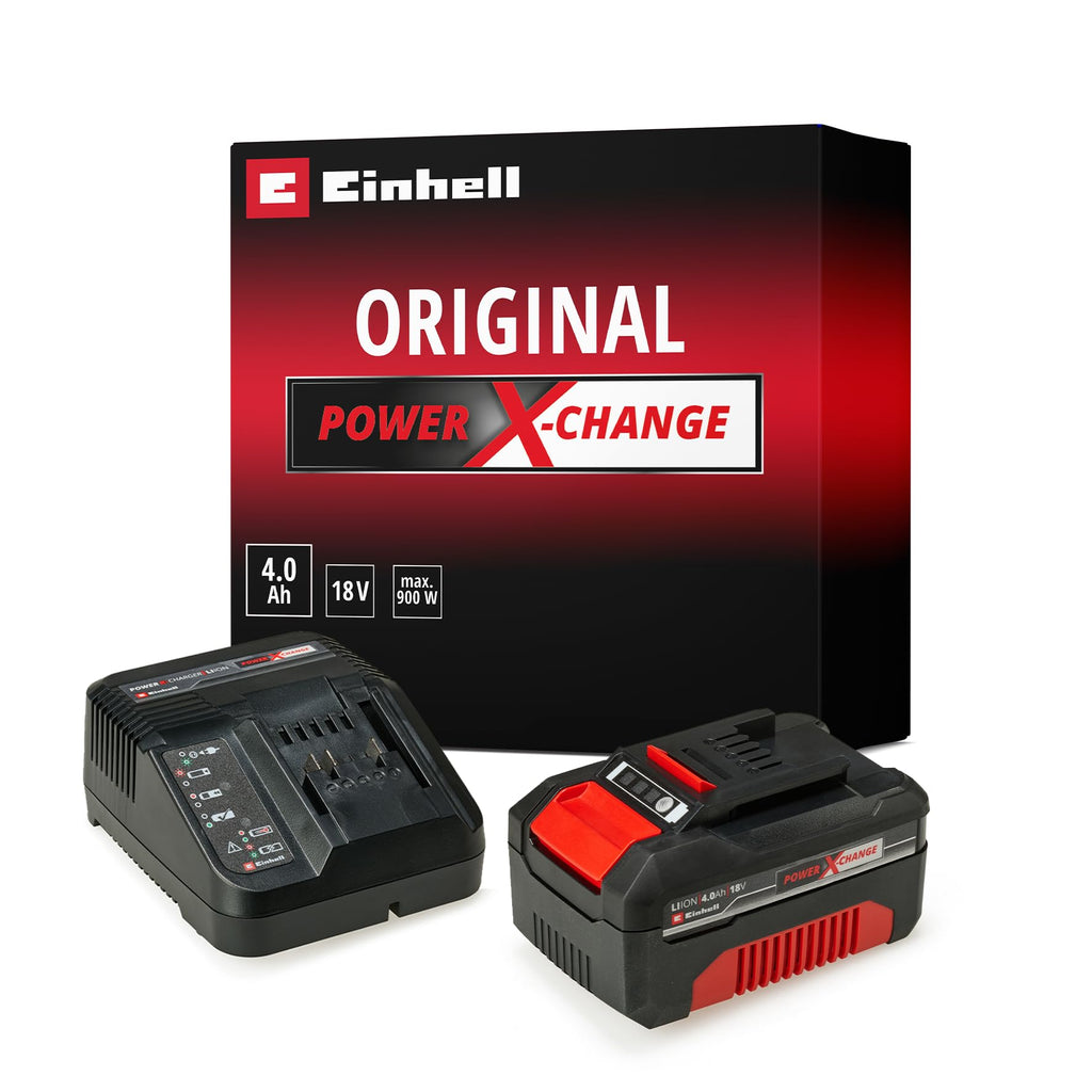 Original Einhell Starter Kit 4,0 Ah Akku und Ladegerät Power X-Change (Li-Ion, 18 V, 75 min Ladezeit, passend für alle Power X-Change Geräte) 1er Pack
