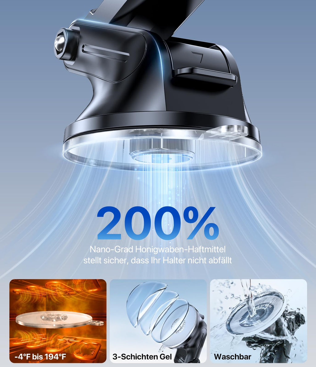 Miracase Handyhalterung Auto[Verbesserter Saugnapf] Handyhalter fürs Auto 360° Drehbar, Armaturenbrett Windschutzscheibe KFZ Handy Halterung für iPhone Galaxy Alle Smartphones