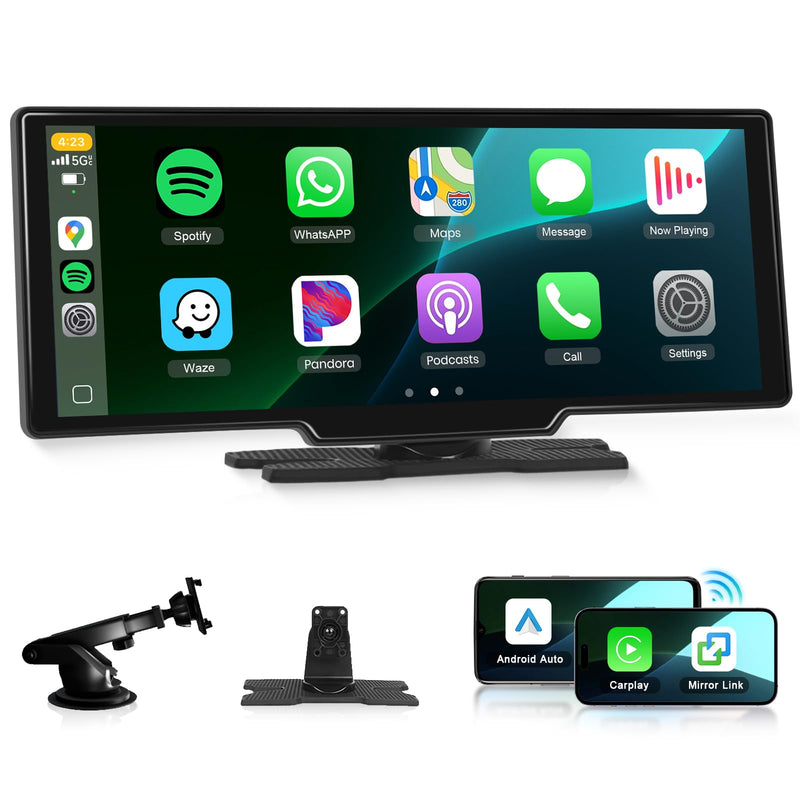 CarPlay & Android Auto Wireless, tragbares Podofo-Radio (10,26 Zoll) mit IPS-Touchscreen, unterstützt SuperLink OTA, Bluetooth, GPS, Sprachsteuerung, Mirror Link, FM, AUX