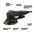Vielseitiger Exzenter Schleifer MAXXT 230V: 125mm & 150mm Backing Pads, Bürstenloser Elektrischer Schleifer mit einstellbarer Geschwindigkeit, Ideal für Holzoberflächen