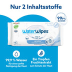 WaterWipes Sensitive+ Newborn & Baby Wipes, Feuchttücher für Neugeborene und Babys, 1080 Stück (18 Packungen), 3-in-1-Reinigung, Pflege, Schutz, 99,9% Wasser, parfümfrei