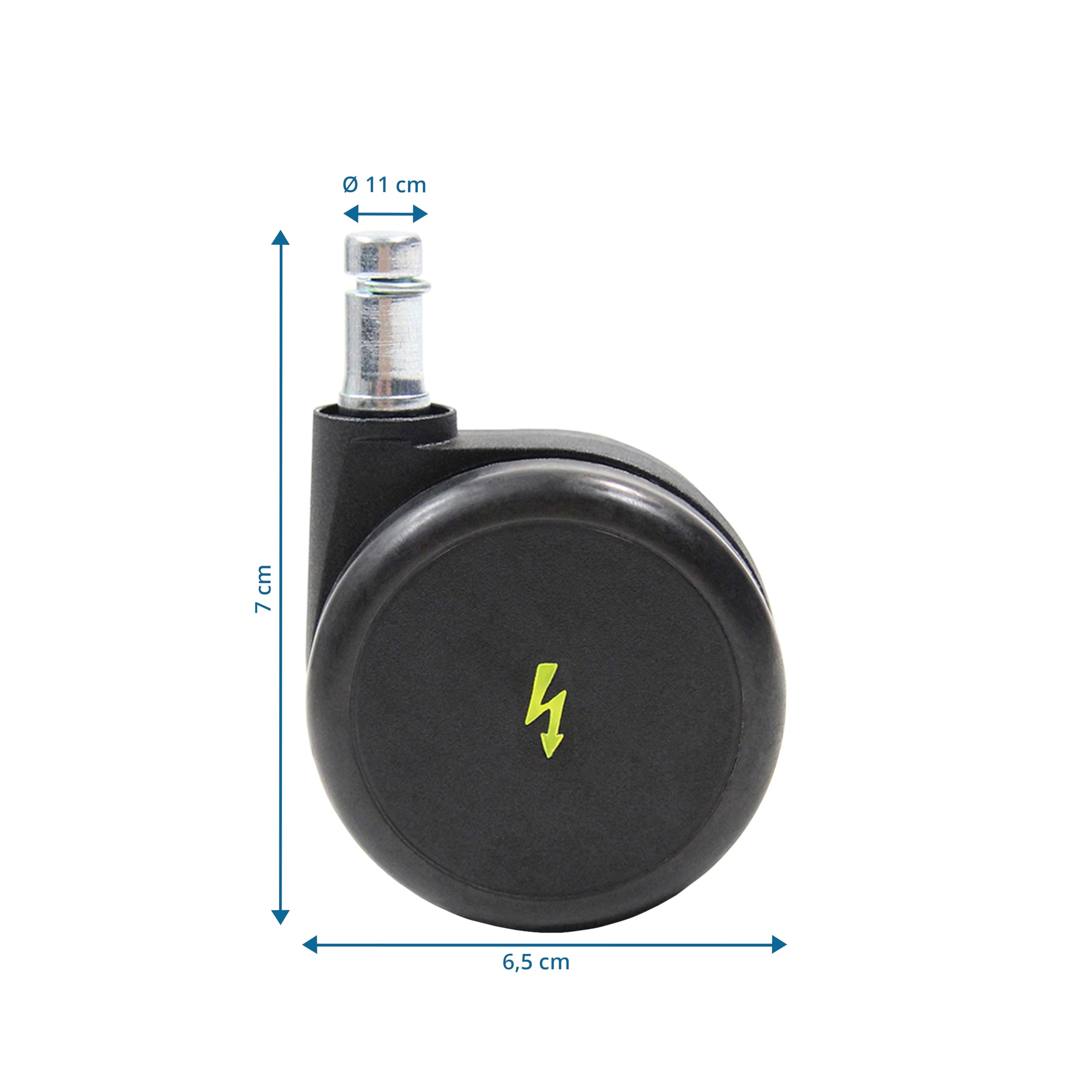 hjh OFFICE 619046 5x Elektrisch leitfähige Rollen 11x65 mm Bürostuhl Rollen für harte Böden | Vermeidung von statischer Aufladung