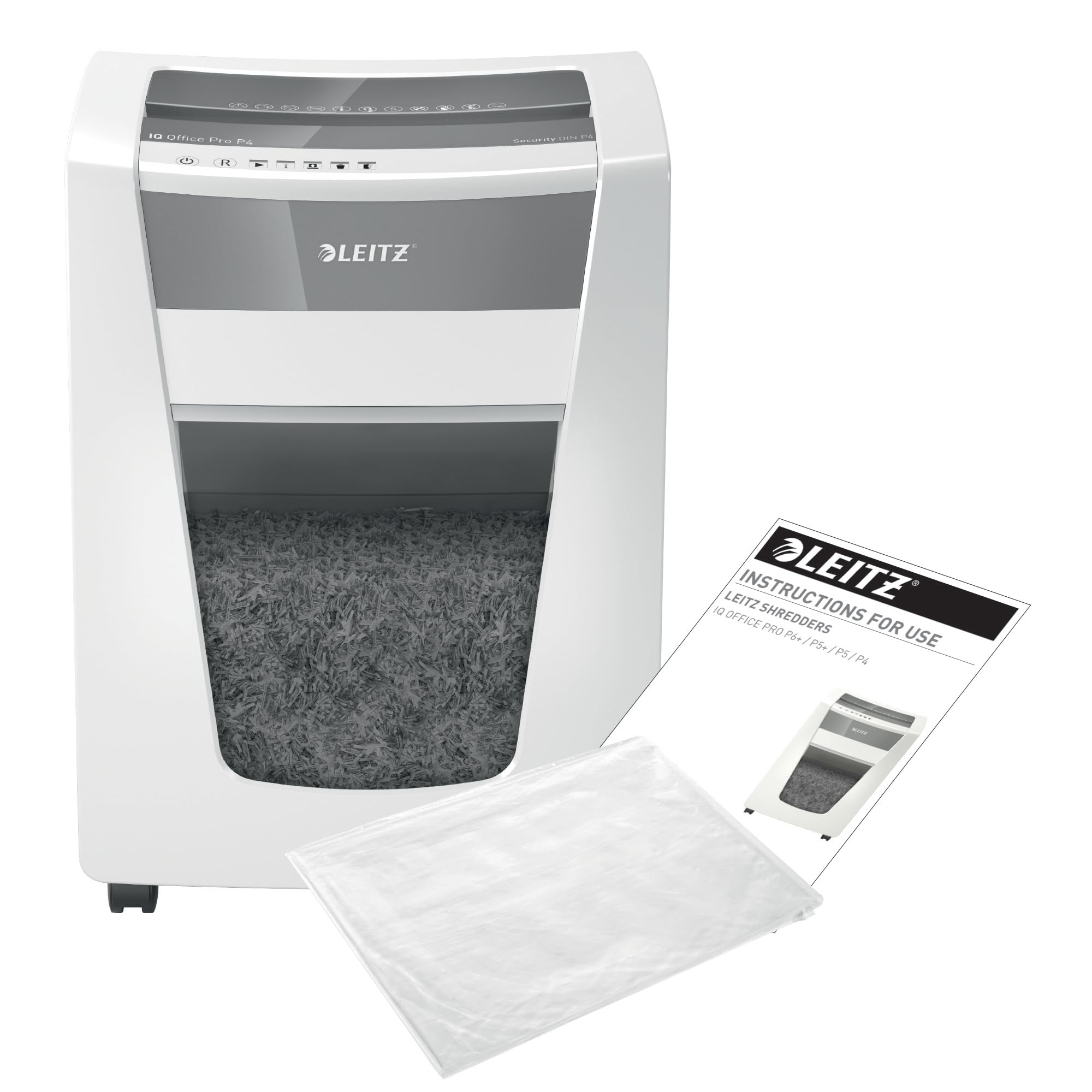 Leitz IQ Aktenvernichter Office Pro, Partikelschnitt Sicherheitsstufe P4, 22-20 Blatt (70-80 g/m²), TÜV+GS zertifiziert, 4 Stunden Dauerbetrieb, 30L Behälter, Sehr leiser Schredder für Büro, 80050000