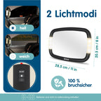 Onco LED Baby Autospiegel - 100% bruchsicher mit 2 Licht-Modi für Tag & Nacht, Rutschfester Baby Rückspiegel Auto mit 360° Schwenkung