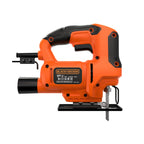 BLACK+DECKER 400W Stichsäge (kompakt und schlank, mit verstellbarem Sägeschuh, Gebläse und Feststellschalter, optimal für solide Gerad-, Kurven- und Gehrungsschnitte, inkl. Holzsägeblatt) BES602