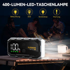YUSMAN Starthilfe Powerbank für PKW | 6000A Autobatterie Booster für alle Fahrzeuge & 10.0L Diesel mit LED-Taschenlampe, Großdisplay & Springkabel – Ideal für SUV, Motorräder, Rasenmäher
